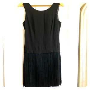 NWT Black Flapper FRINGE Dress sleeveless mini S